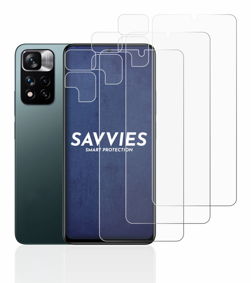 Abbildung des Geräts Xiaomi Redmi Note 11 Pro+ 5G (Display+Kamera) mit einer Vielzahl des Displayschutzes.