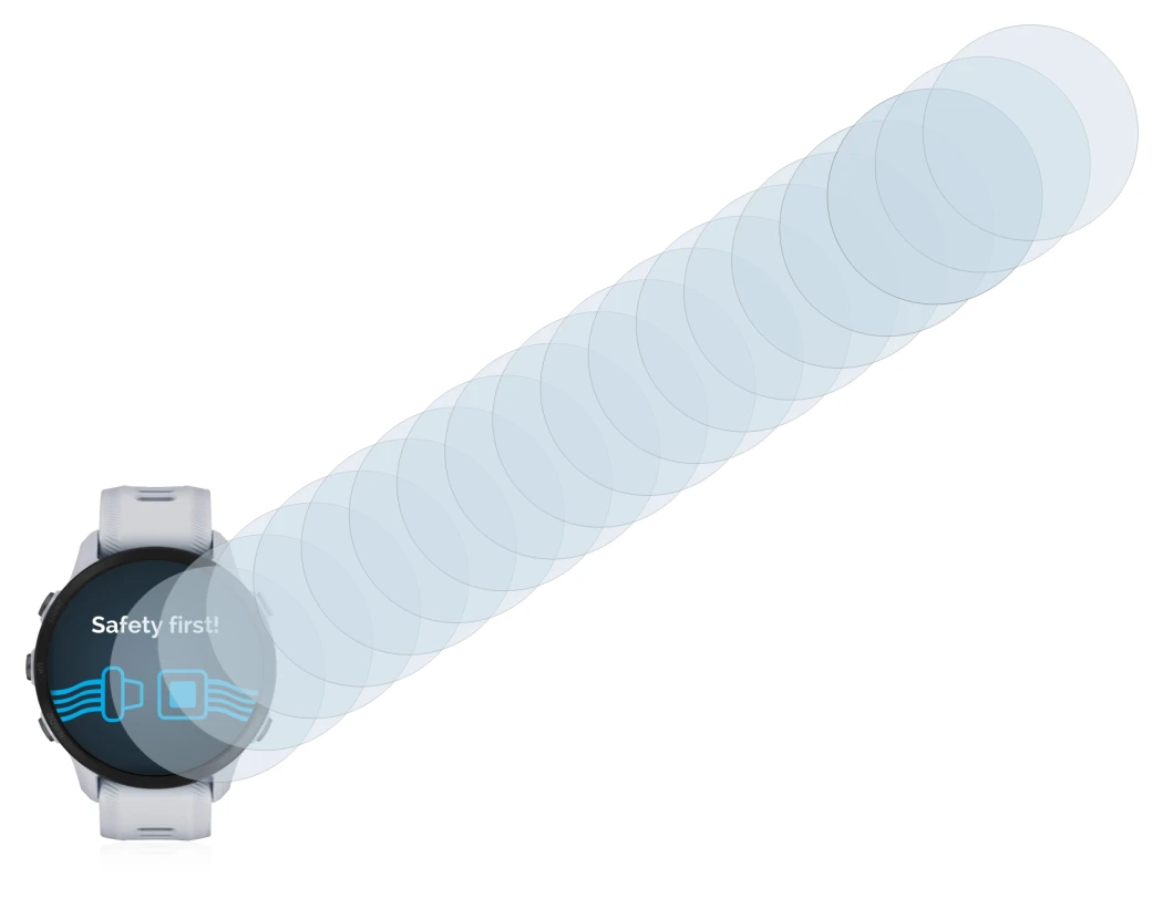 Abbildung des Geräts Garmin Forerunner 955 mit einer Vielzahl des Displayschutzes.