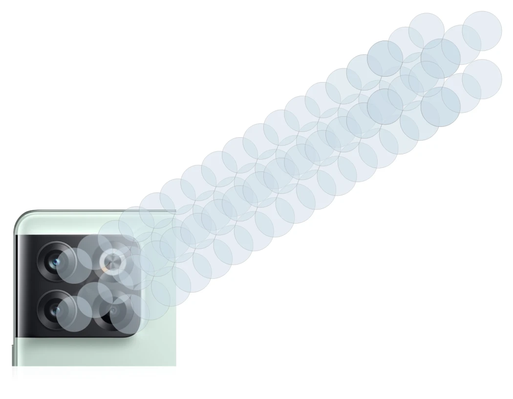 Abbildung des Geräts OnePlus 10T 5G (NUR Kameraschutz) mit einer Vielzahl des Displayschutzes.