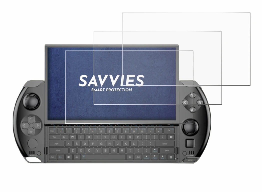 Abbildung des Geräts GPD Win 4 mit einer Vielzahl des Displayschutzes.