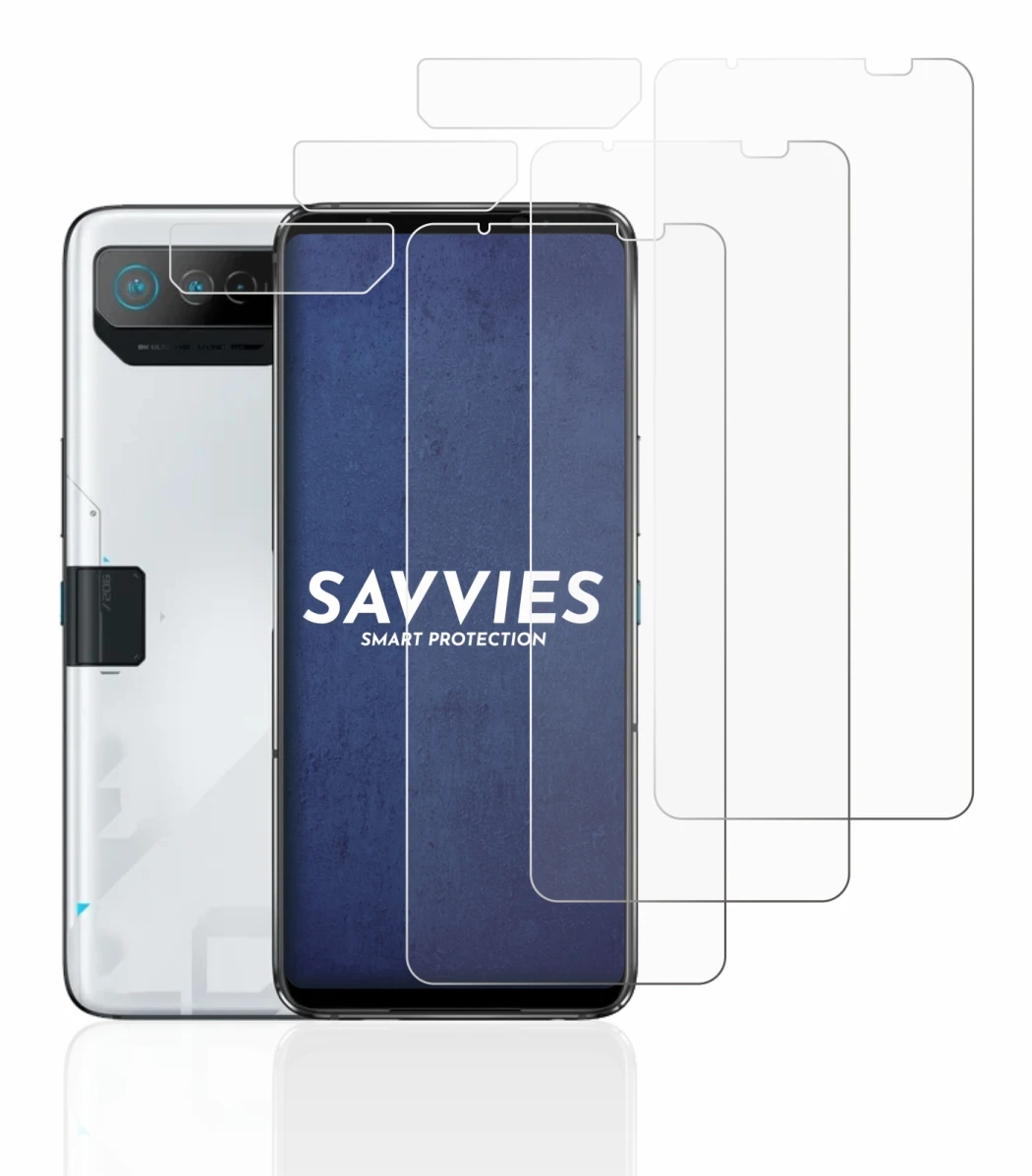 Abbildung des Geräts ASUS ROG Phone 7 (Display+Kamera) mit einer Vielzahl des Displayschutzes.