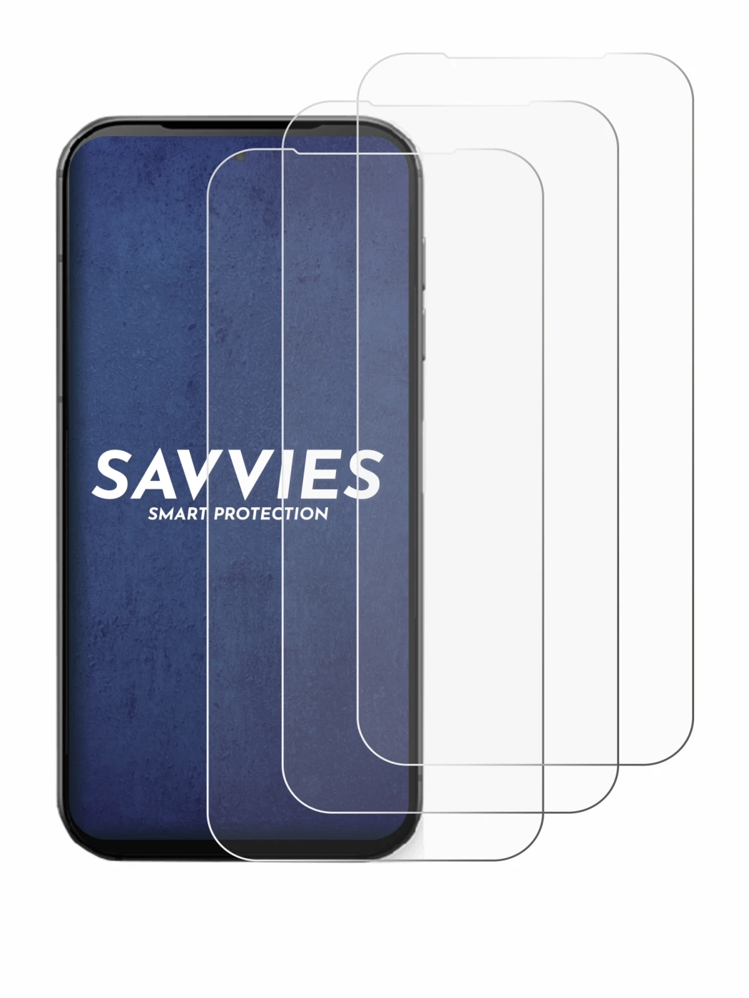 Abbildung des Geräts Fairphone 5 mit einer Vielzahl des Displayschutzes.