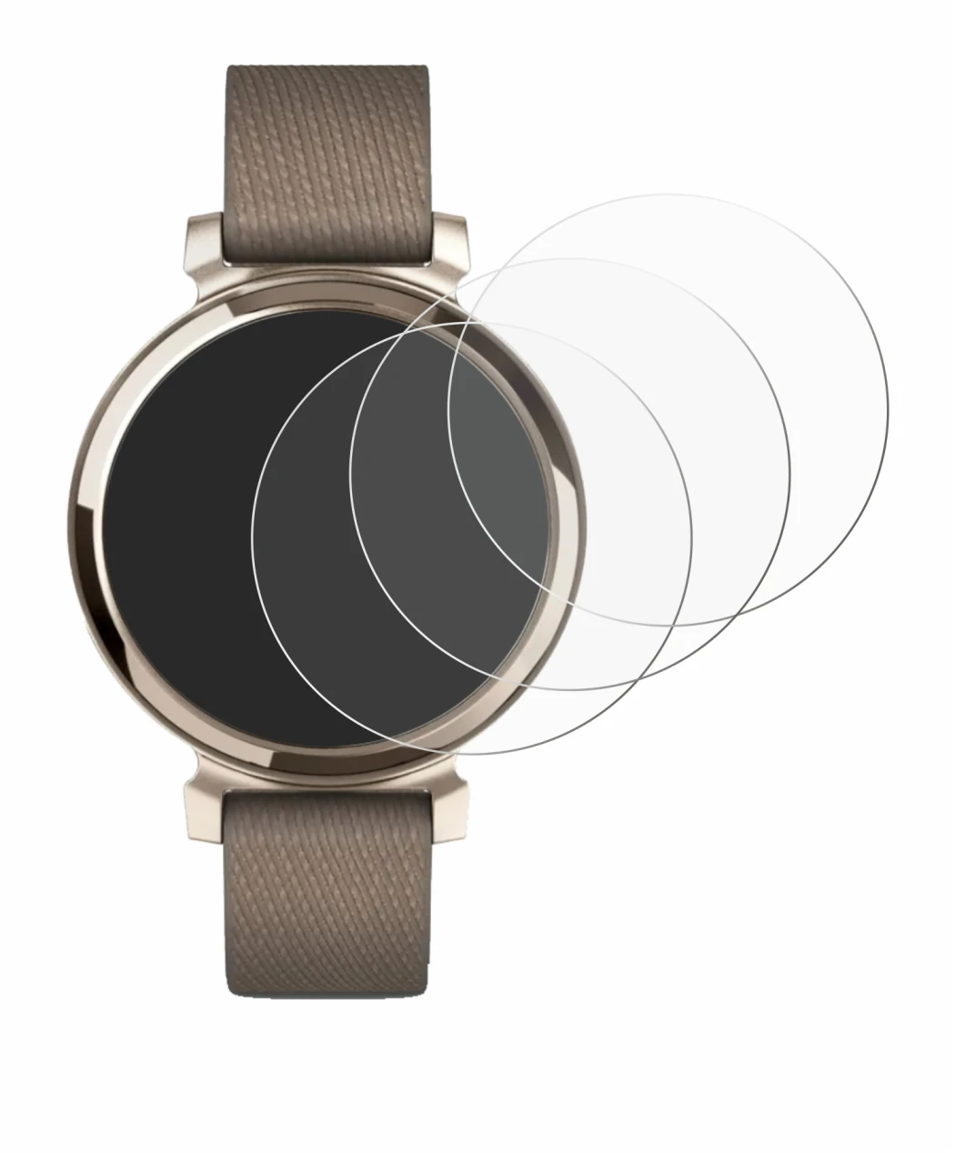 Abbildung des Geräts Garmin Lily 2 mit einer Vielzahl des Displayschutzes.