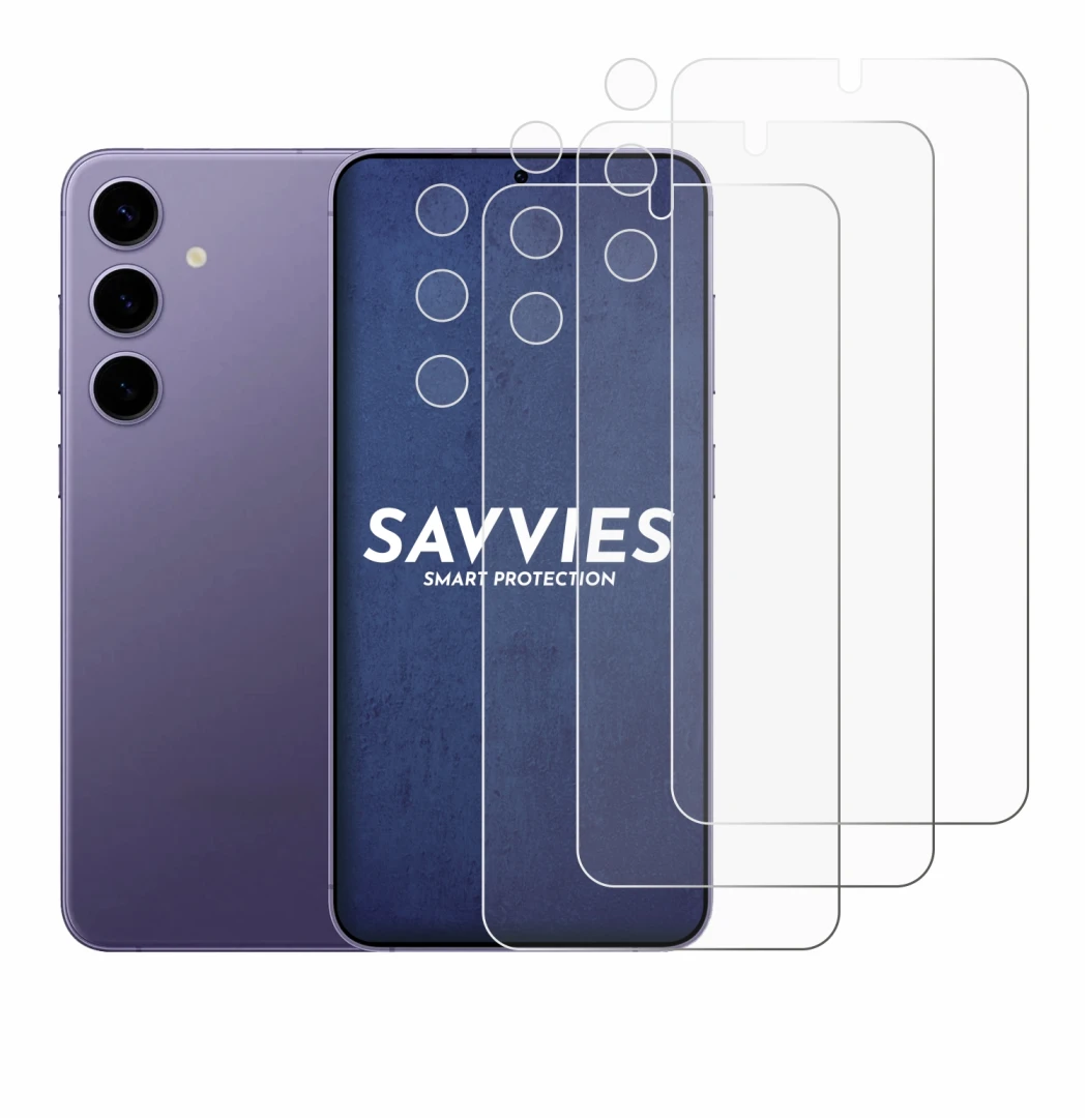 Abbildung des Geräts Samsung Galaxy S24 (Display+Kamera) mit einer Vielzahl des Displayschutzes.