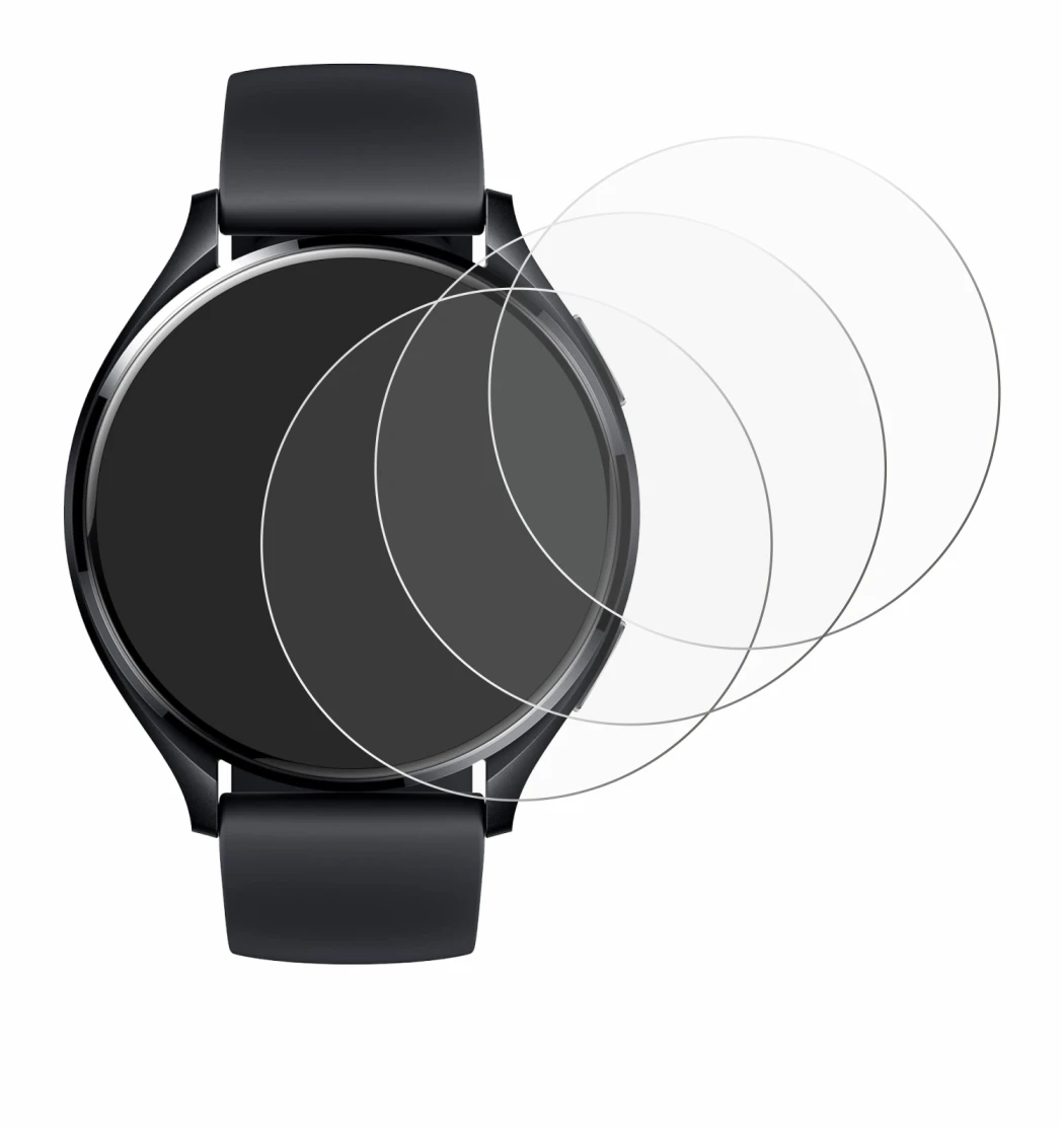 Abbildung des Geräts Xiaomi Watch 2 mit einer Vielzahl des Displayschutzes.