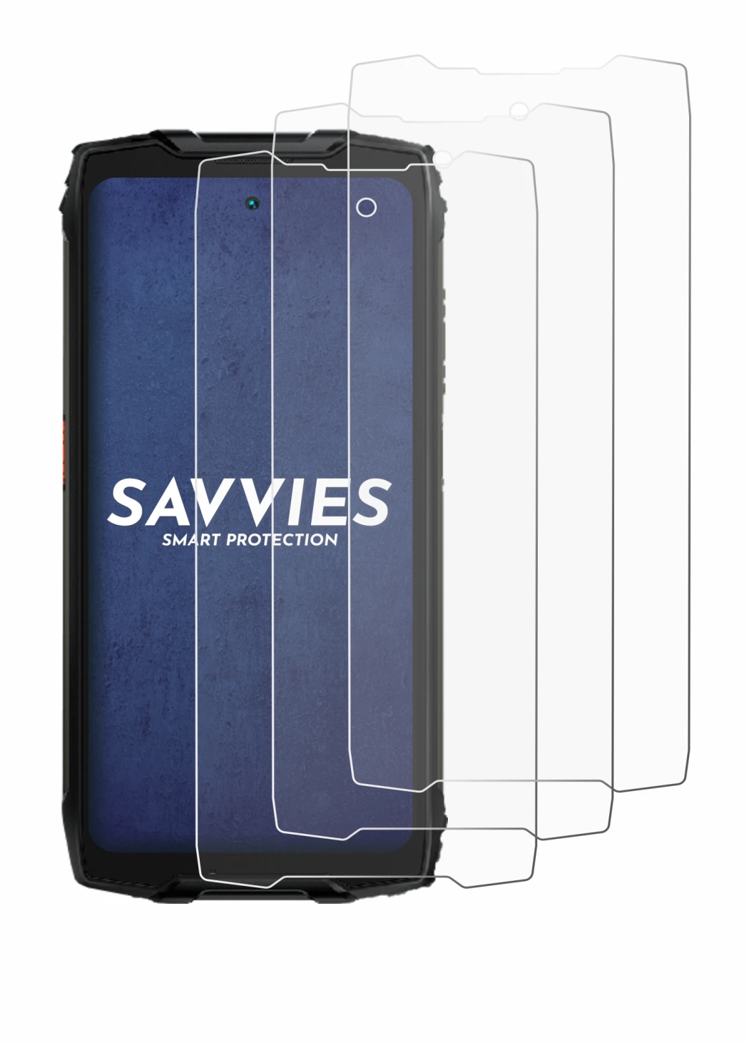 Abbildung des Geräts Blackview BV9300 Pro mit einer Vielzahl des Displayschutzes.