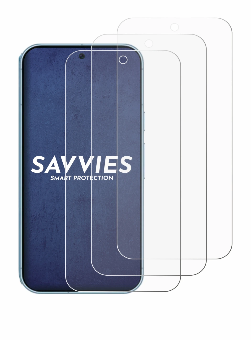 Abbildung des Geräts Google Pixel 9 Pro XL mit einer Vielzahl des Displayschutzes.