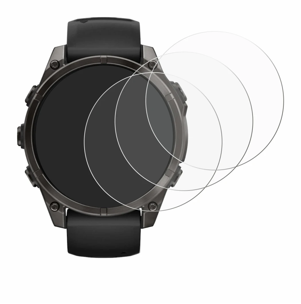 Abbildung des Geräts Garmin Fenix 8 AMOLED (47 mm) mit einer Vielzahl des Displayschutzes.