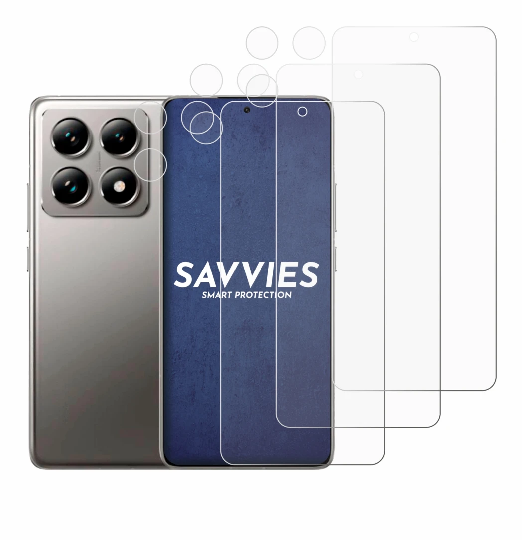 Abbildung des Geräts Xiaomi 14T (Display+Kamera) mit einer Vielzahl des Displayschutzes.