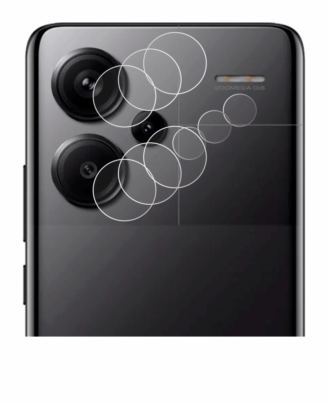 Abbildung des Geräts Xiaomi Redmi Note 13 Pro+ 5G (NUR Kameraschutz) mit einer Vielzahl des Displayschutzes.