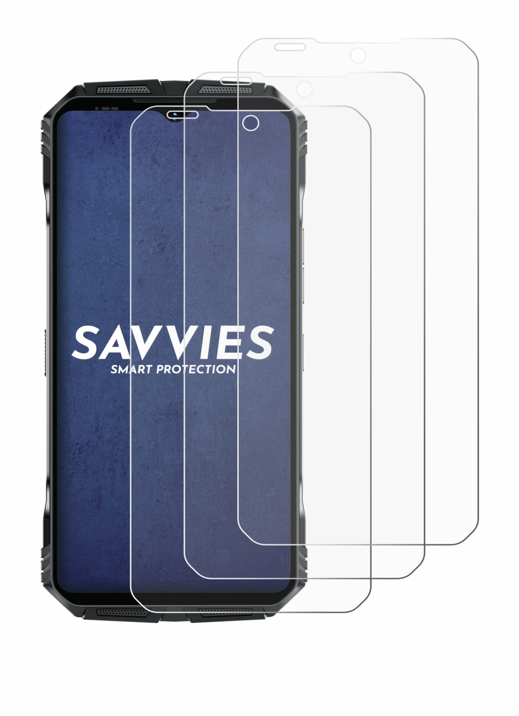 Abbildung des Geräts Doogee S118 Pro mit einer Vielzahl des Displayschutzes.