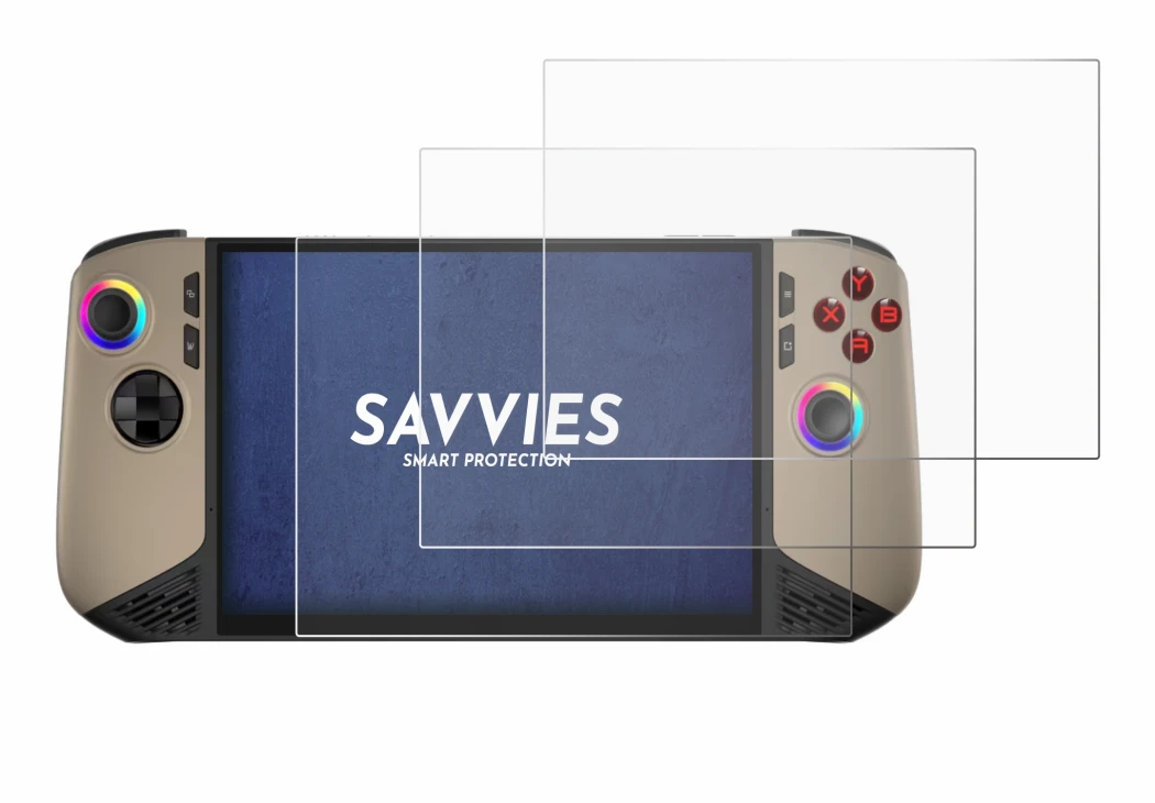 Abbildung des Geräts MSI Claw 8 AI+ mit einer Vielzahl des Displayschutzes.