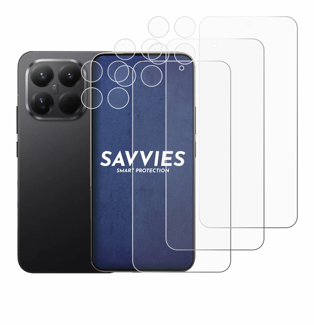 Abbildung des Geräts Xiaomi 15T Pro (Display+Kamera) mit einer Vielzahl des Displayschutzes.