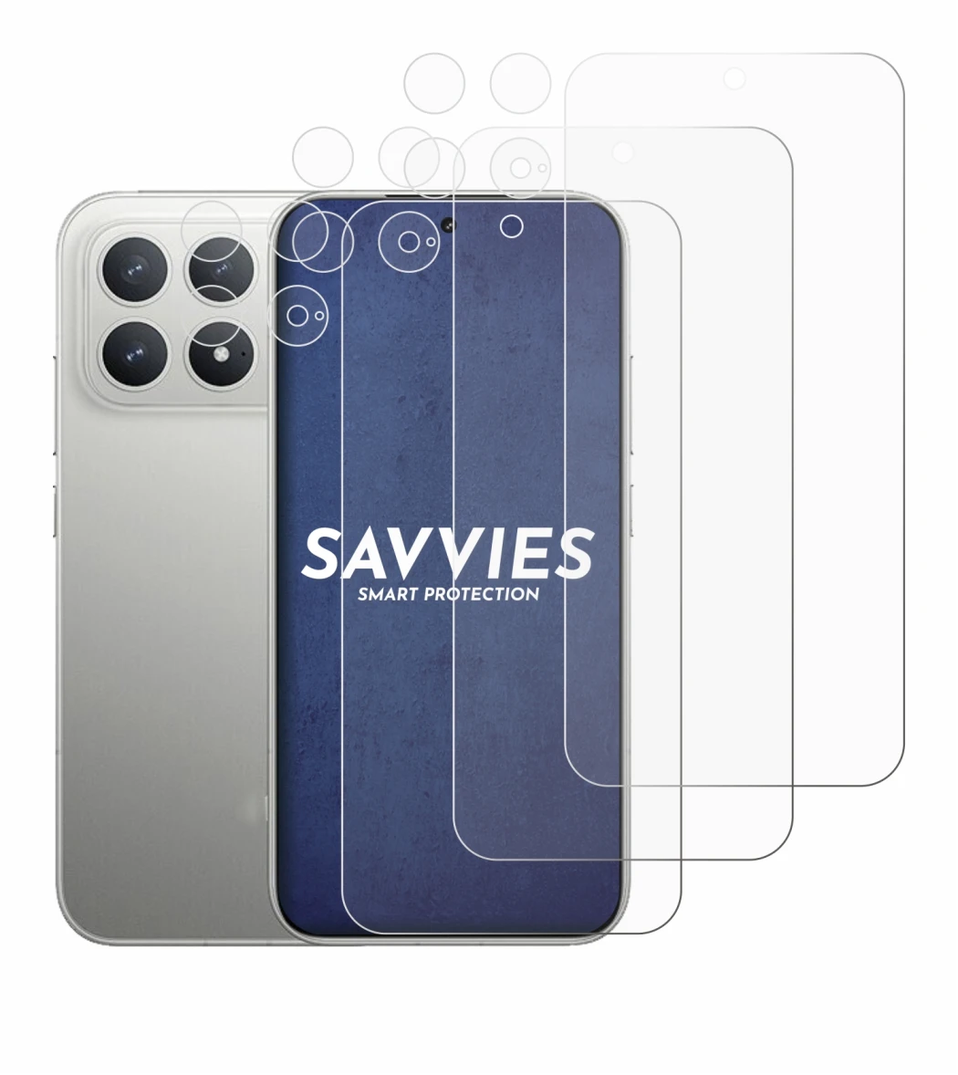 Abbildung des Geräts Xiaomi Poco F8 Pro (Display+Kamera) mit einer Vielzahl des Displayschutzes.