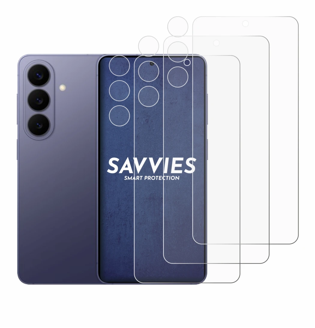 Abbildung des Geräts Samsung Galaxy S26 (Display+Kamera) mit einer Vielzahl des Displayschutzes.