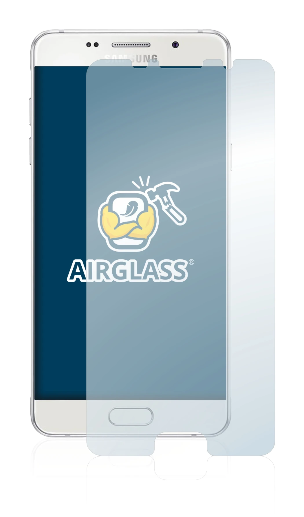 Abbildung des Geräts Samsung Galaxy A5 2016 mit einer Vielzahl des Displayschutzes.