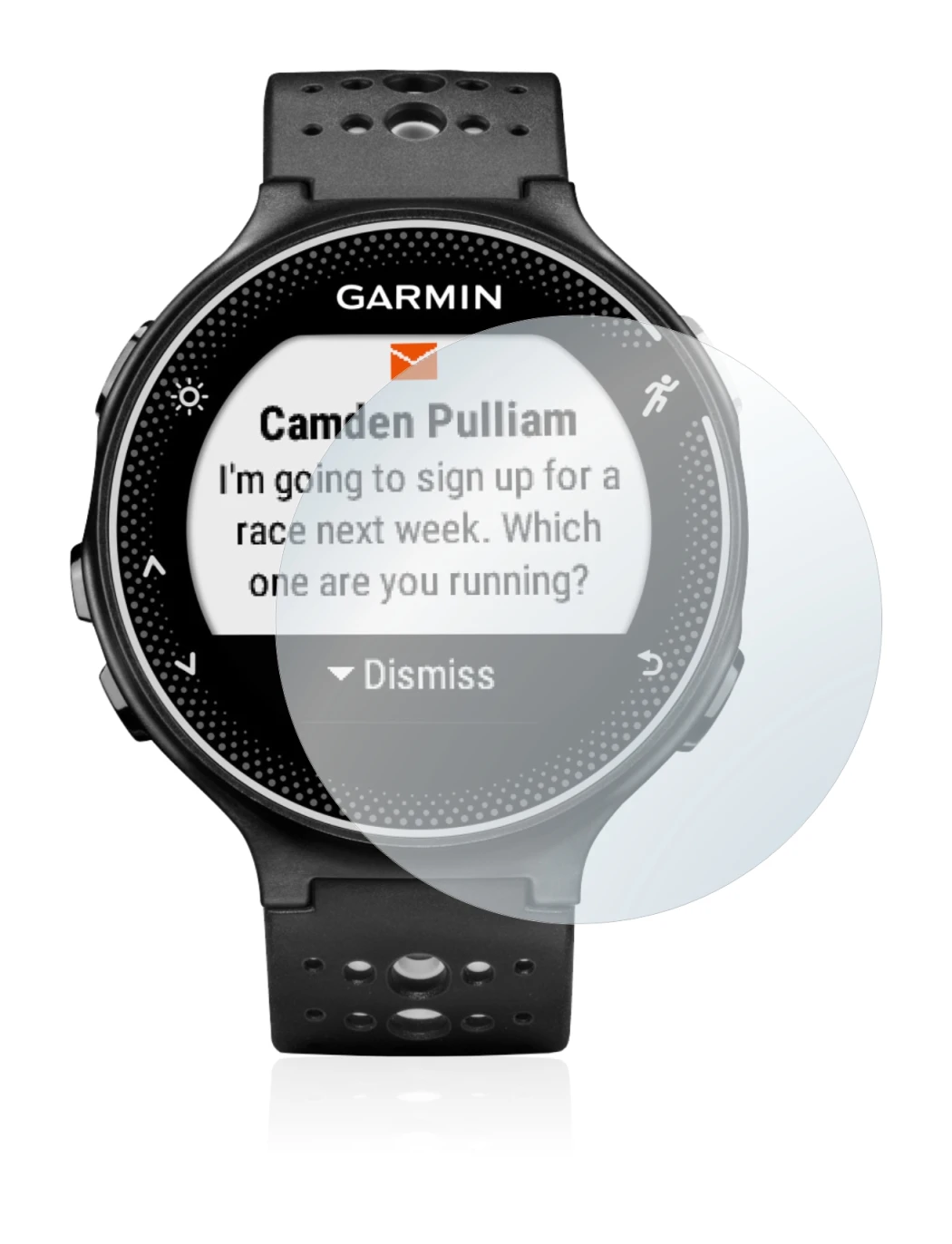 Abbildung des Geräts Garmin Forerunner 230 mit einer Vielzahl des Displayschutzes.