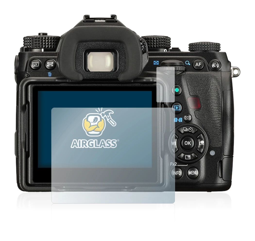 Abbildung des Geräts Pentax K-1 mit einer Vielzahl des Displayschutzes.