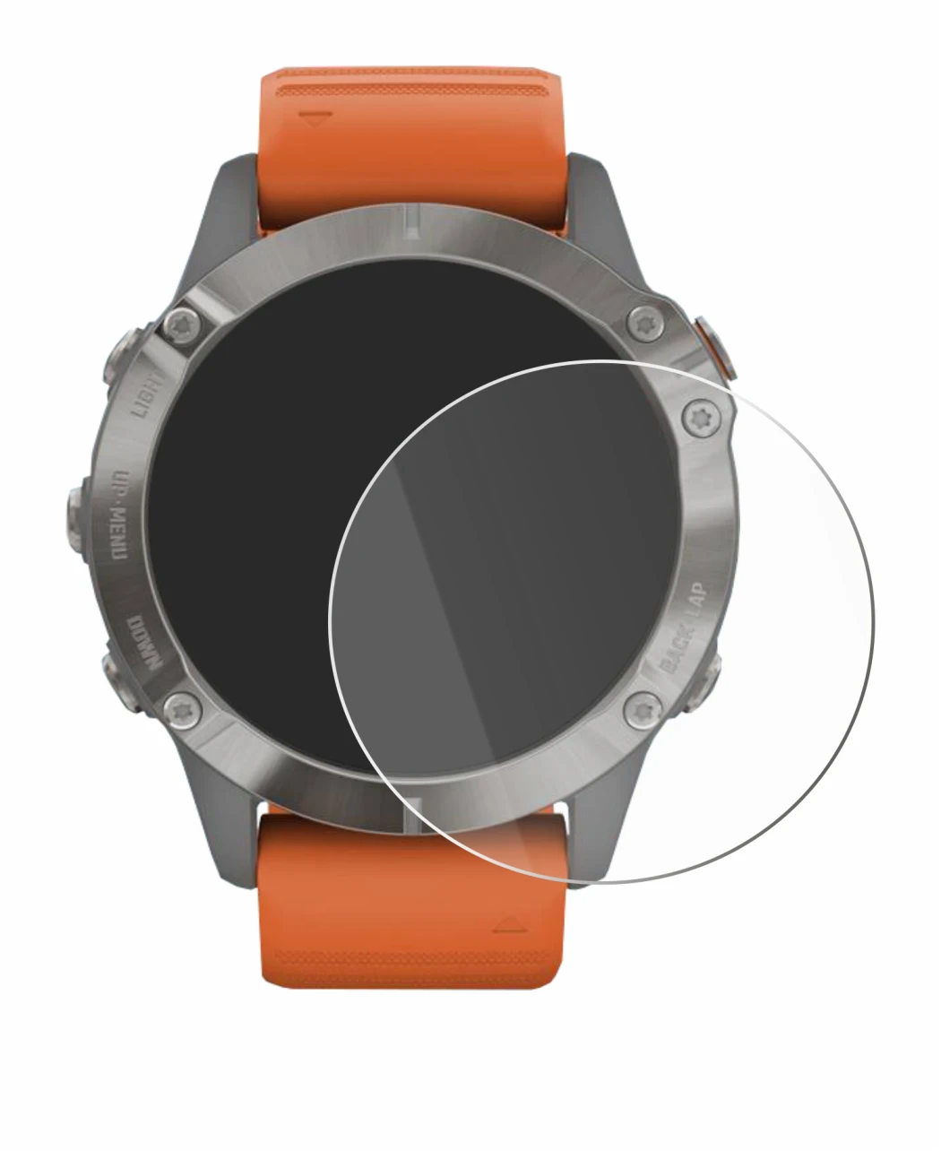 Abbildung des Geräts Garmin Fenix 6 Pro mit einer Vielzahl des Displayschutzes.