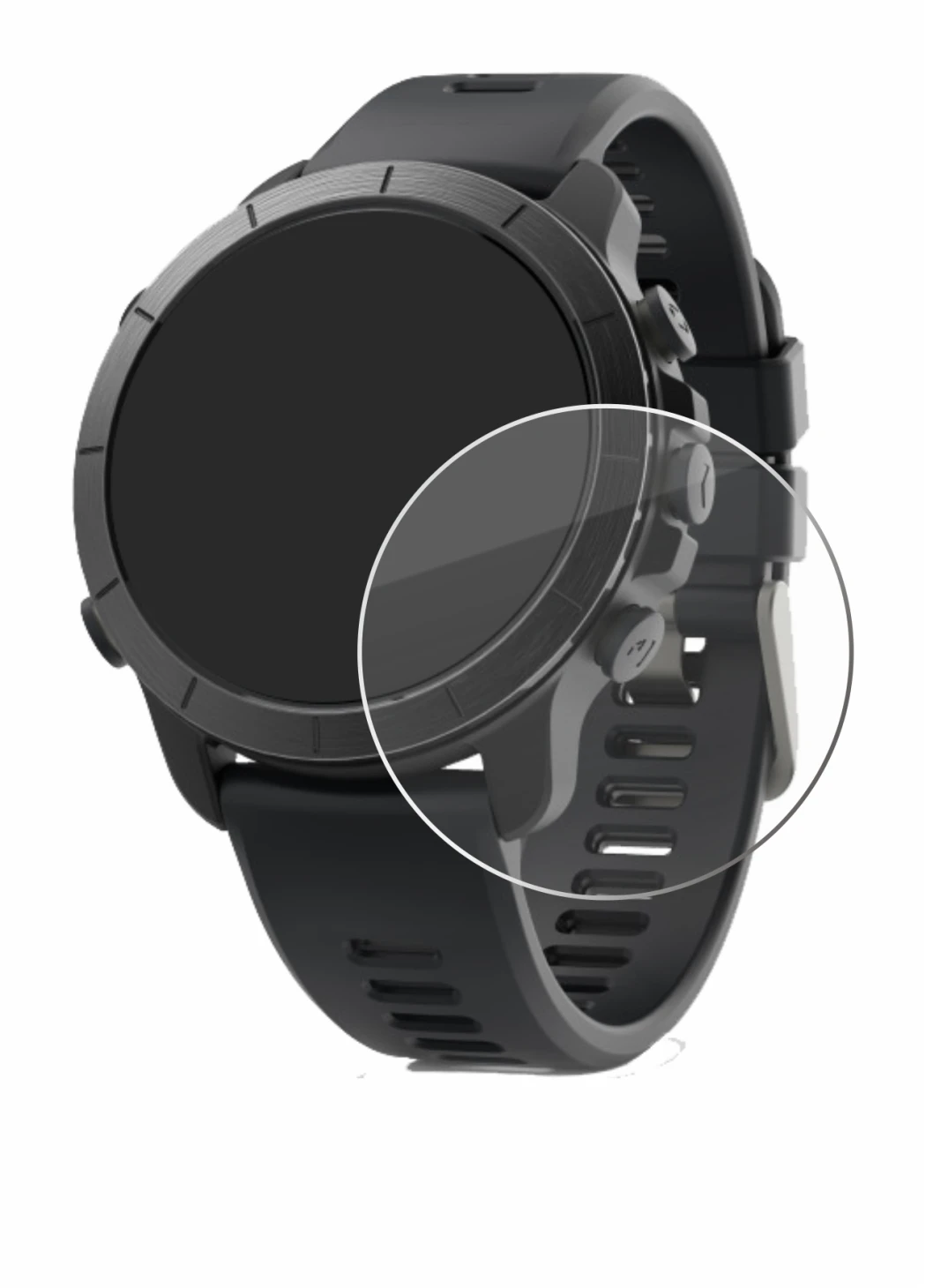 Abbildung des Geräts Wahoo Elemnt Rival mit einer Vielzahl des Displayschutzes.