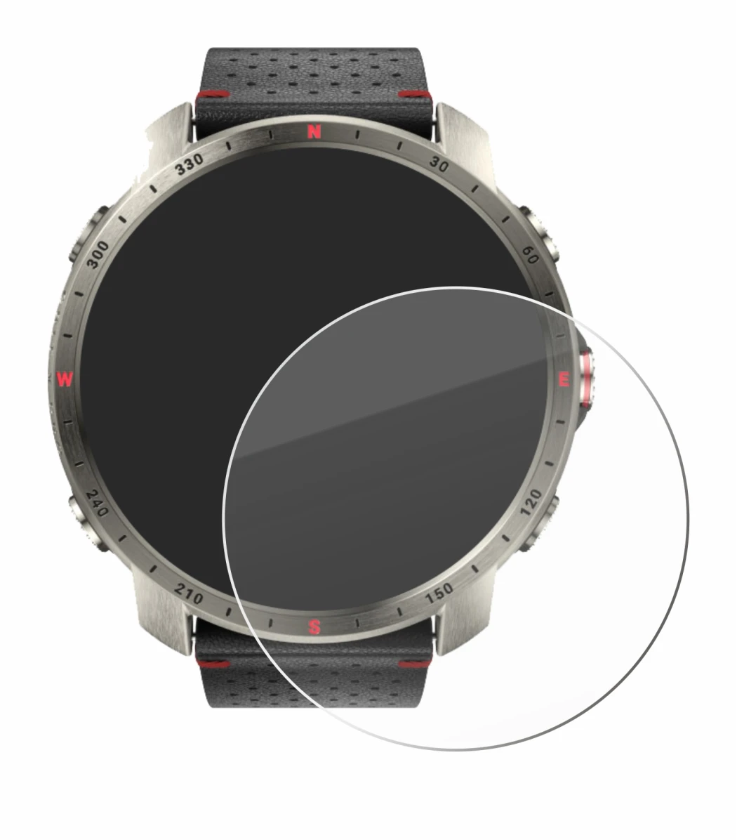 Abbildung des Geräts Polar Grit X Pro Titan mit einer Vielzahl des Displayschutzes.