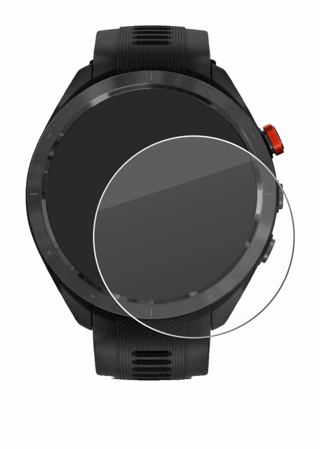 Abbildung des Geräts Garmin Approach S70 (47 mm) mit einer Vielzahl des Displayschutzes.
