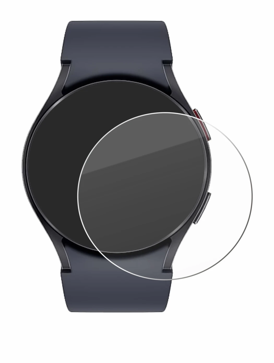 Abbildung des Geräts Samsung Galaxy Watch 6 (44 mm) mit einer Vielzahl des Displayschutzes.