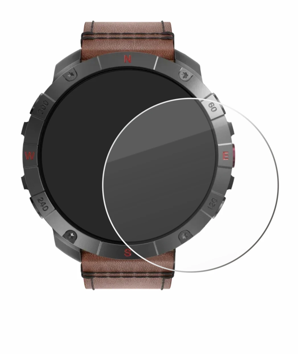 Abbildung des Geräts Polar Grit X2 Pro Titan mit einer Vielzahl des Displayschutzes.