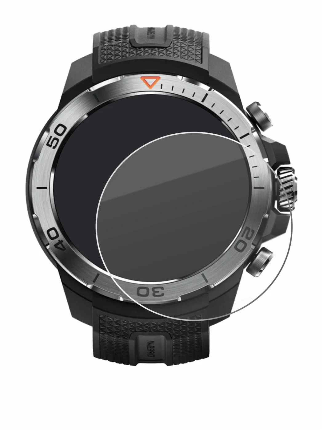 Abbildung des Geräts Xiaomi Mibro GS Explorer mit einer Vielzahl des Displayschutzes.