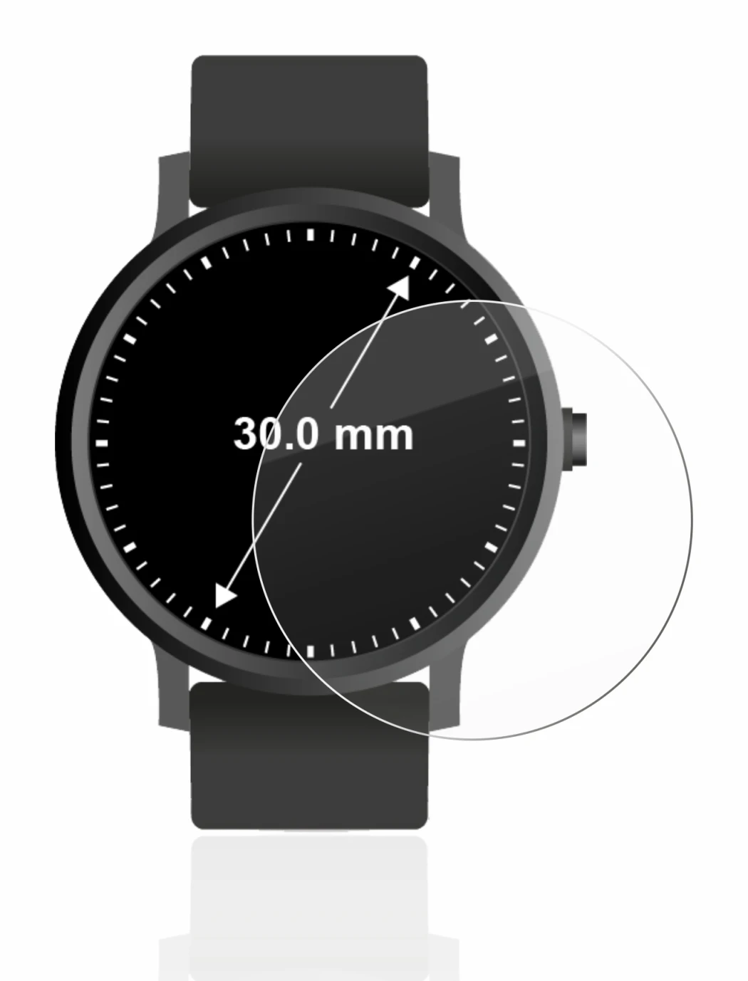 Abbildung des Geräts Armbanduhren (Kreisrund, ø: 30 mm) mit einer Vielzahl des Displayschutzes.