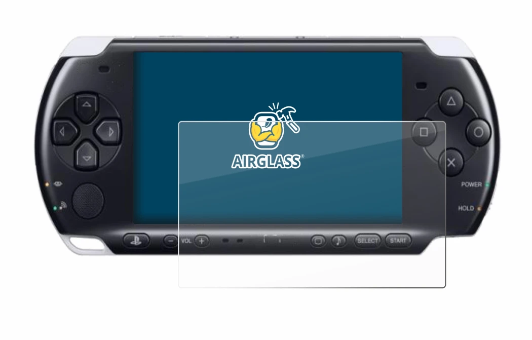 Abbildung des Geräts Sony PSP 3000 mit einer Vielzahl des Displayschutzes.