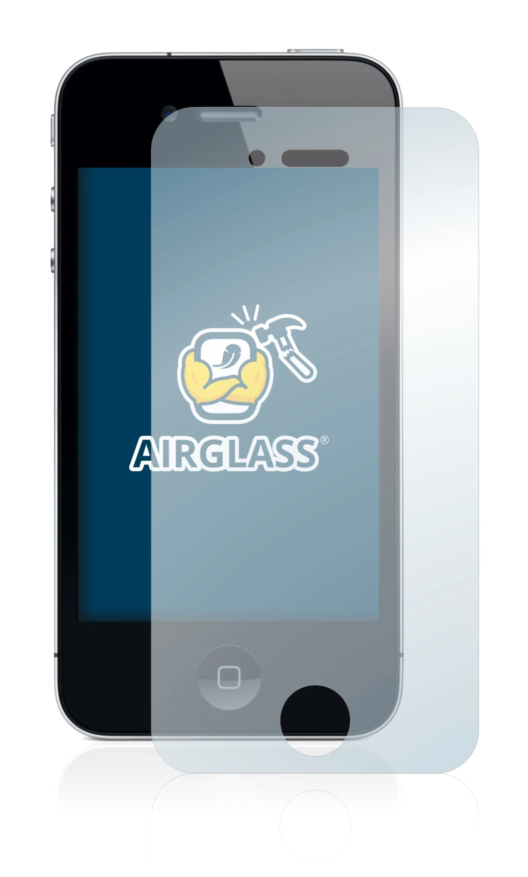 Abbildung des Geräts Apple iPhone 4 mit einer Vielzahl des Displayschutzes.