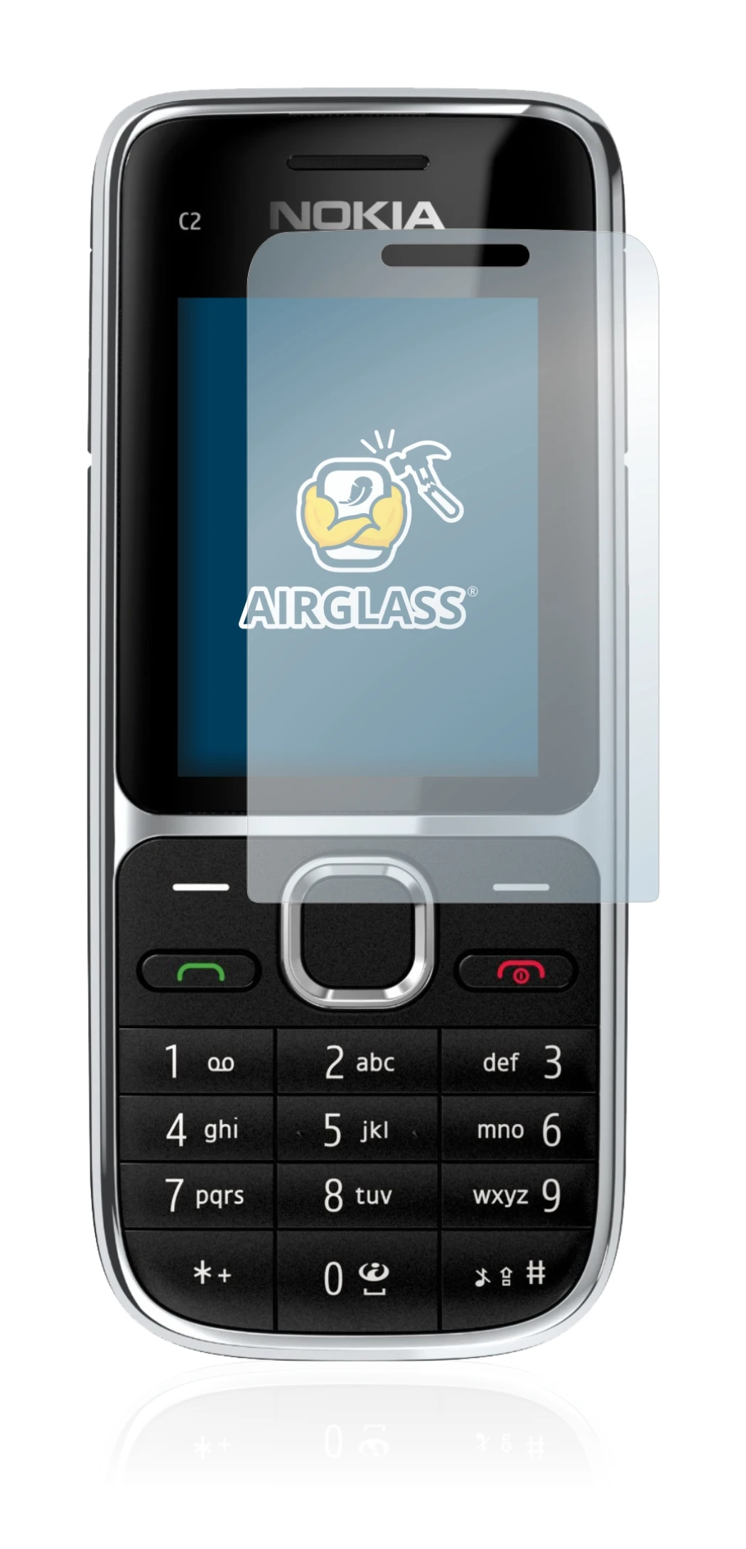 Abbildung des Geräts Nokia C2-01 mit einer Vielzahl des Displayschutzes.