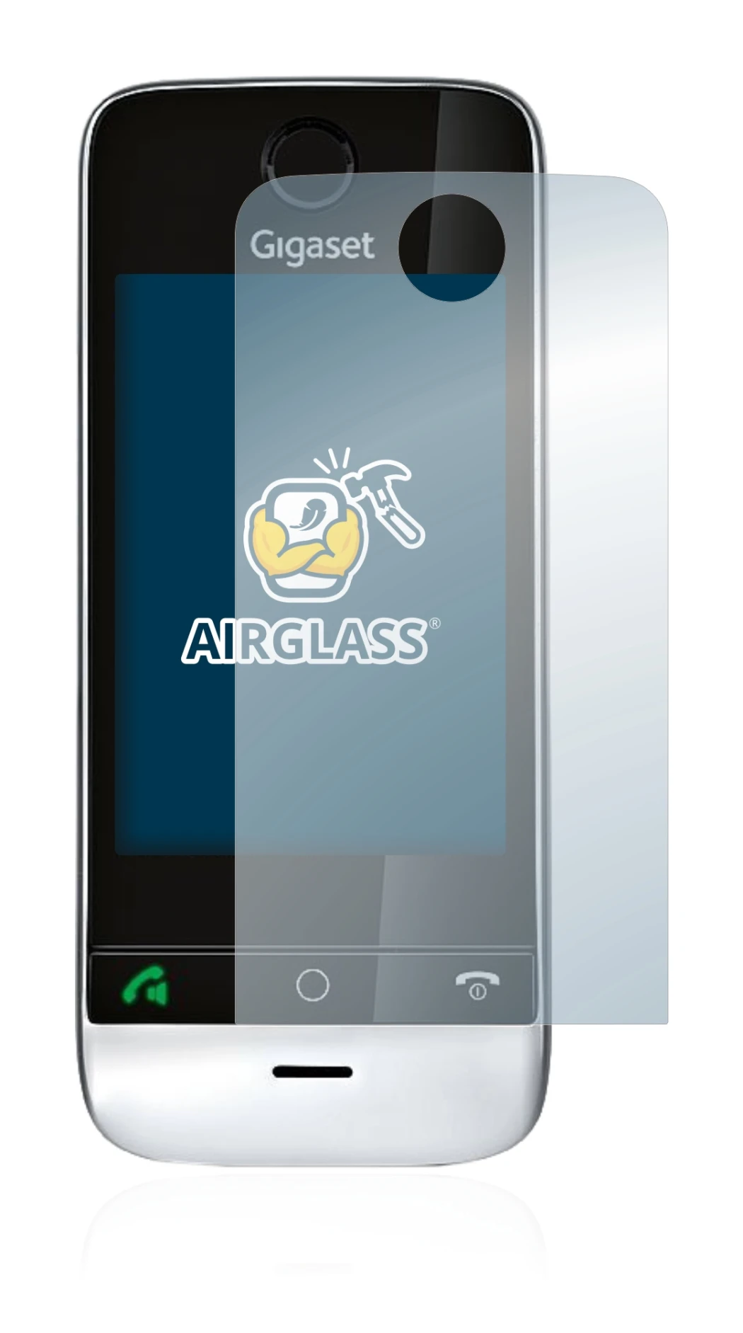 Abbildung des Geräts Gigaset SL910 (runde Aussparung) mit einer Vielzahl des Displayschutzes.