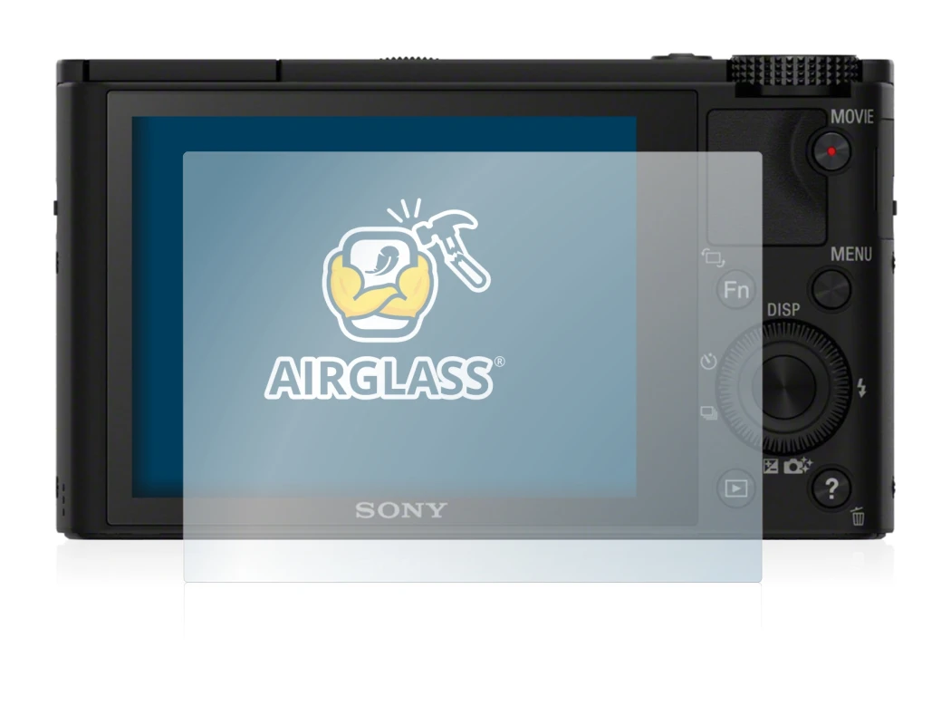 Abbildung des Geräts Sony Cyber-Shot DSC-RX100 mit einer Vielzahl des Displayschutzes.
