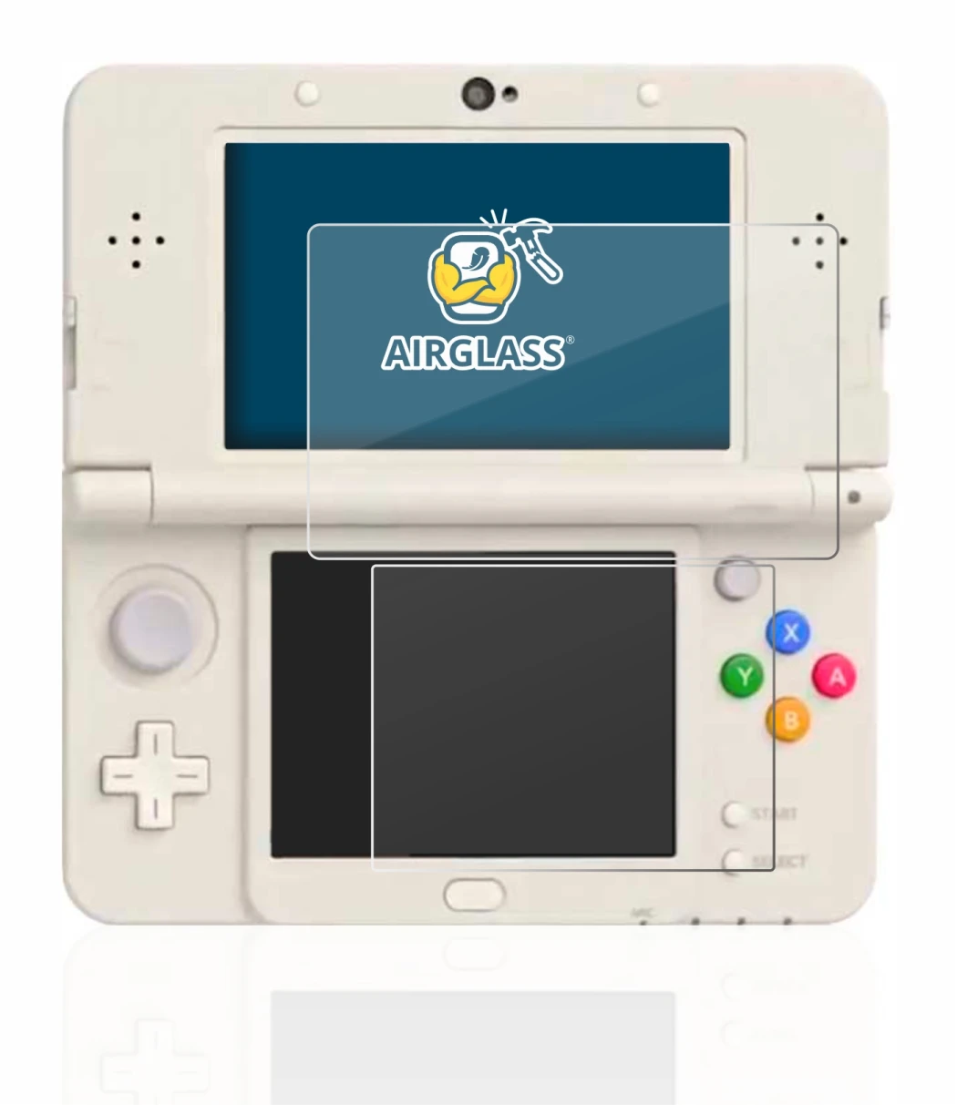 Abbildung des Geräts Nintendo New 3DS mit einer Vielzahl des Displayschutzes.