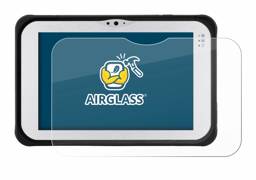 Abbildung des Geräts Panasonic Toughpad FZ-M1 mit einer Vielzahl des Displayschutzes.