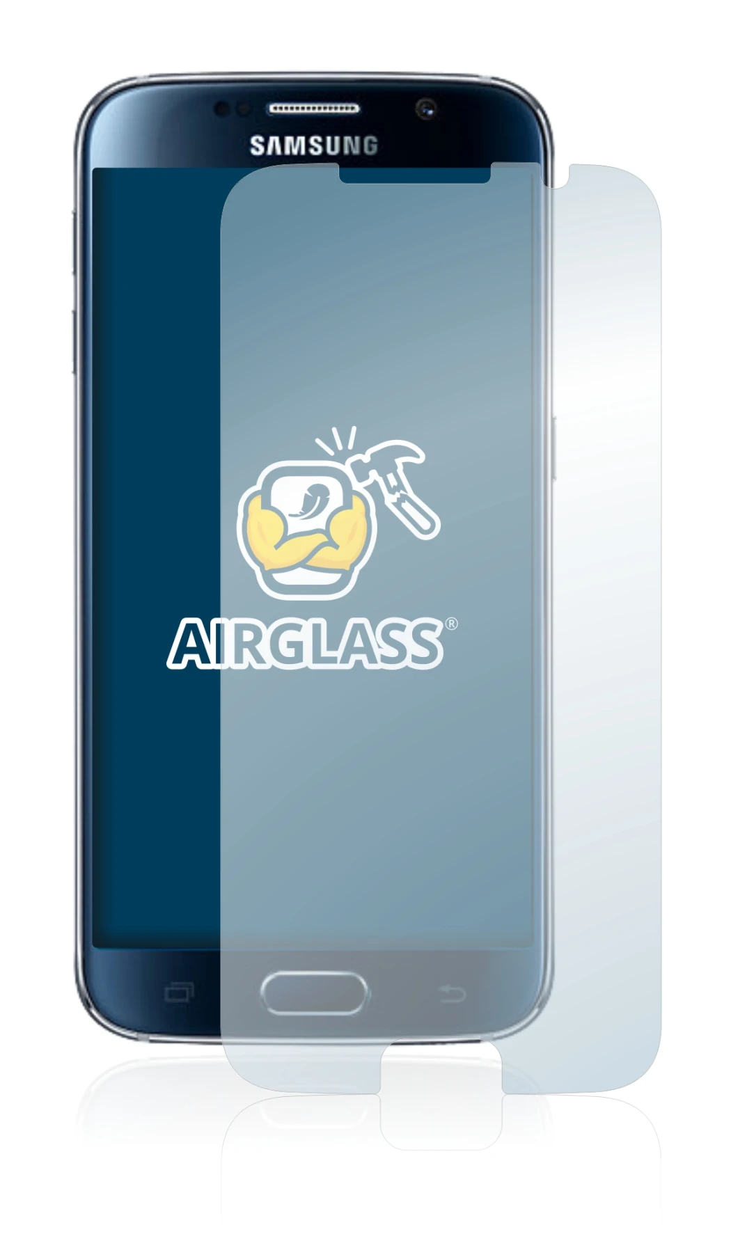 Abbildung des Geräts Samsung Galaxy S6 mit einer Vielzahl des Displayschutzes.