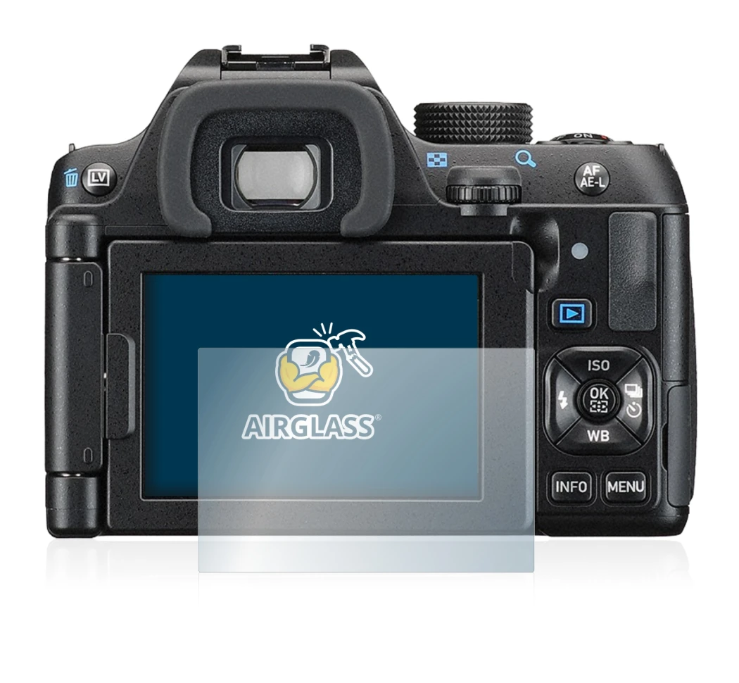 Abbildung des Geräts Pentax K-70 mit einer Vielzahl des Displayschutzes.