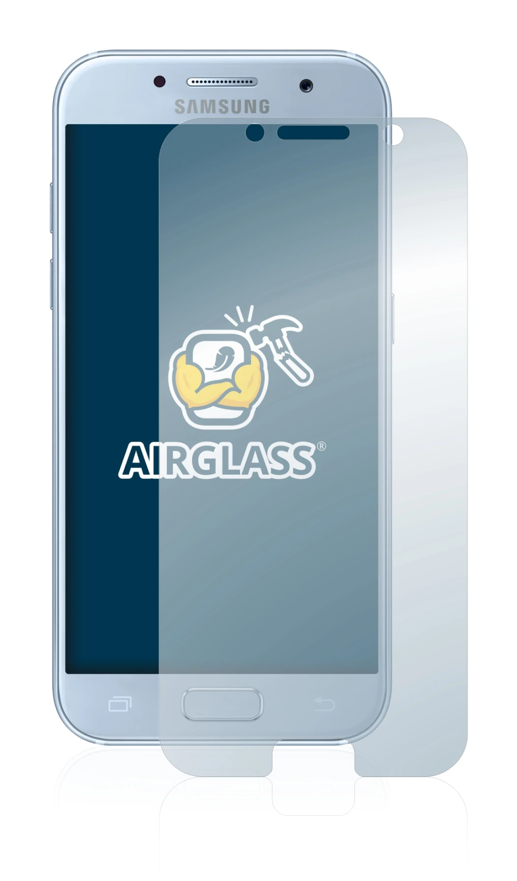 Abbildung des Geräts Samsung Galaxy A5 2017 mit einer Vielzahl des Displayschutzes.