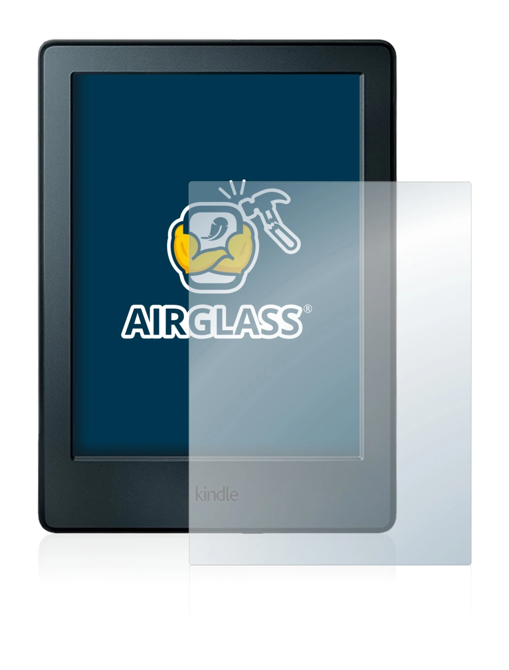Abbildung des Geräts Amazon Kindle 2016 (8. Gen.) mit einer Vielzahl des Displayschutzes.