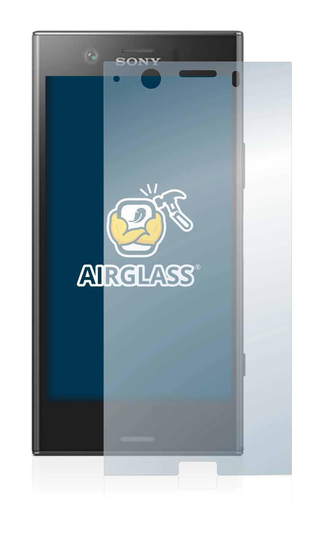 Abbildung des Geräts Sony Xperia XZ1 Compact mit einer Vielzahl des Displayschutzes.