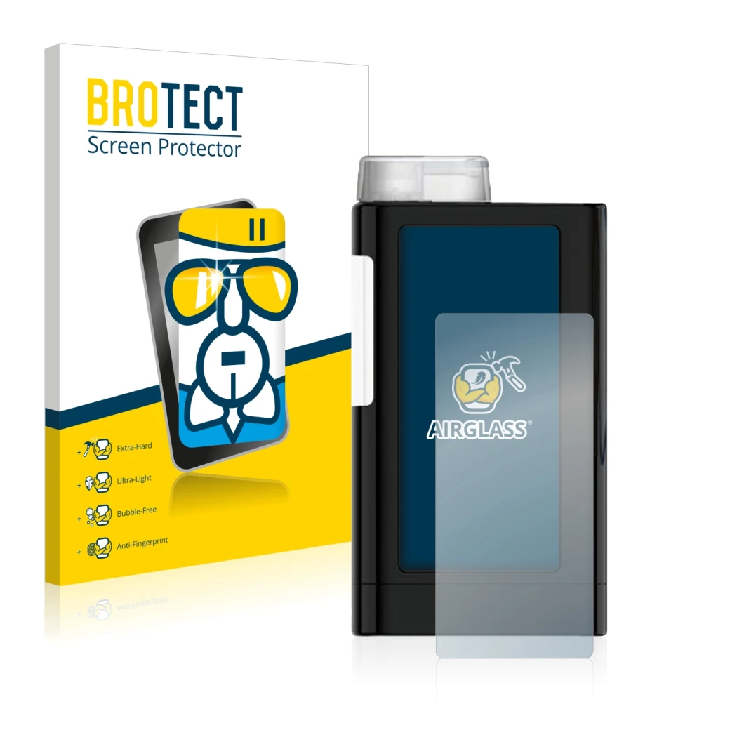 Vorderseite einer Produktverpackung mit dem Markenlogo BROTECT. Daneben ist das Gerät Mylife YpsoPump mit dem zugehörigen Disp