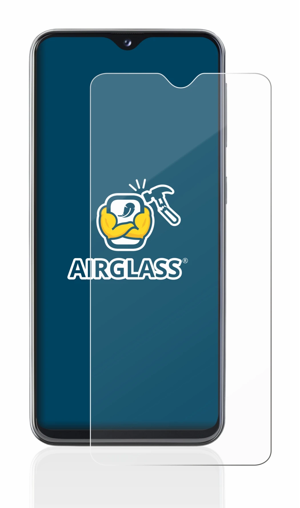 Abbildung des Geräts Samsung Galaxy A20e mit einer Vielzahl des Displayschutzes.