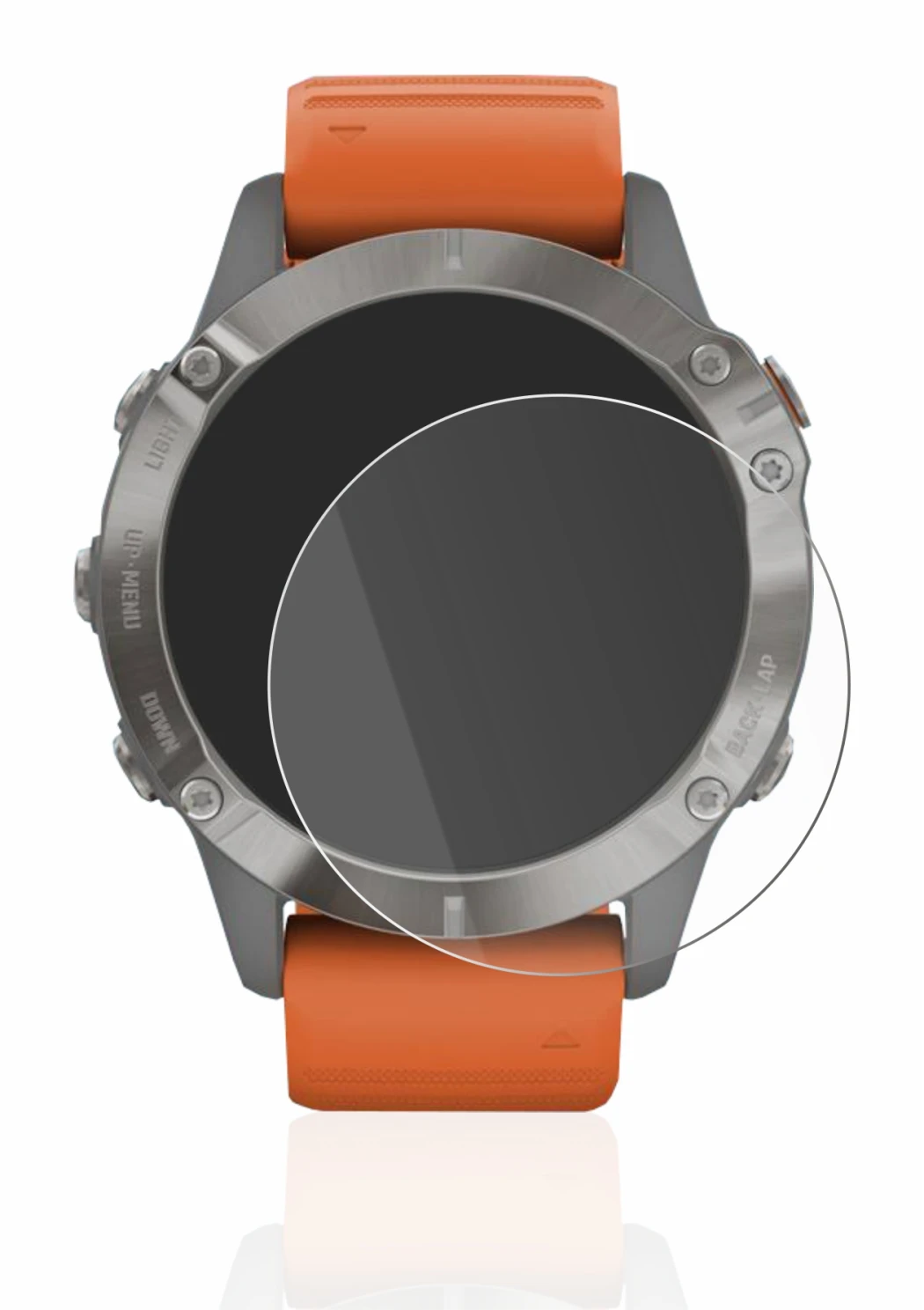 Abbildung des Geräts Garmin Fenix 6 Pro mit einer Vielzahl des Displayschutzes.