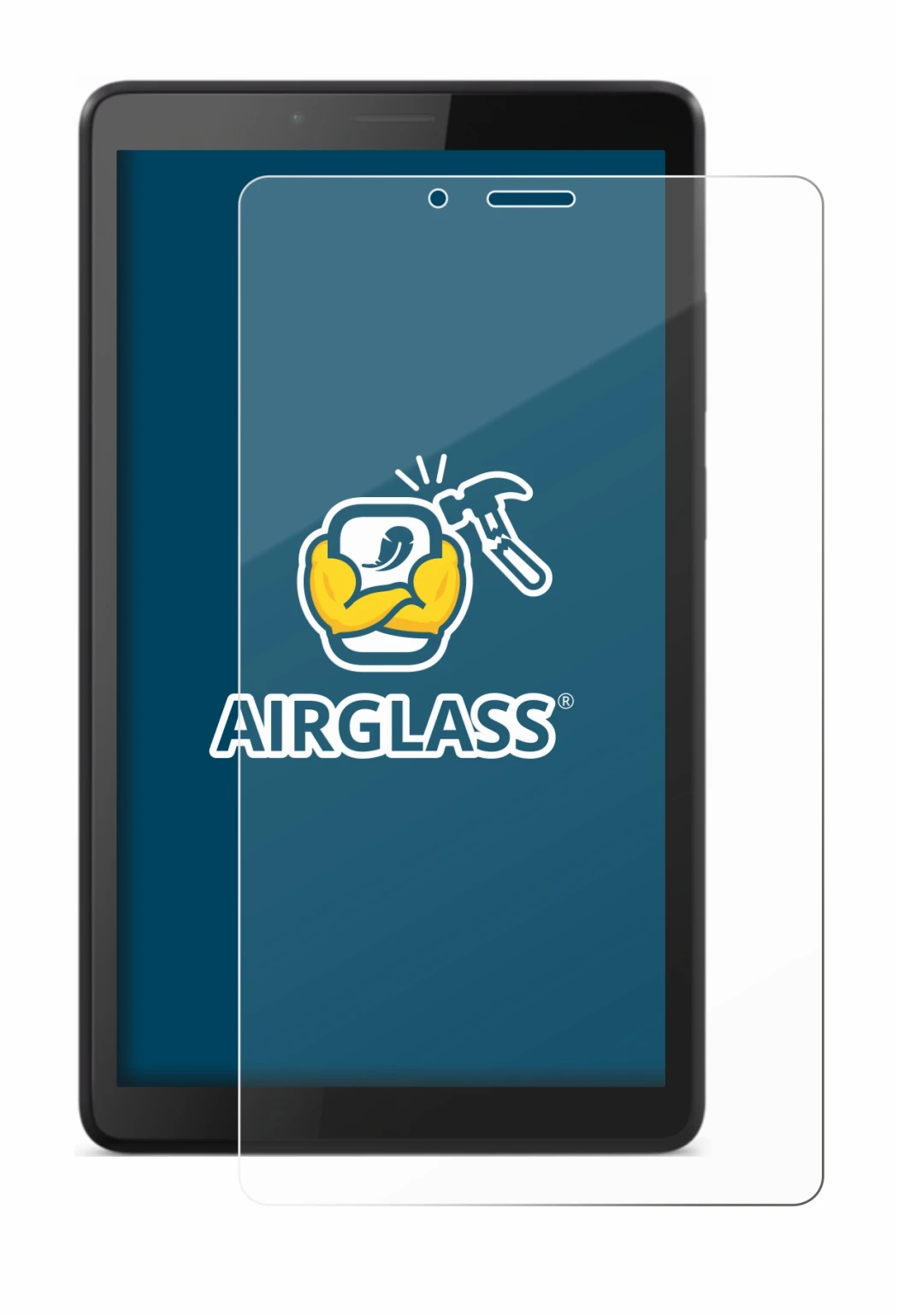 Abbildung des Geräts Lenovo Tab M7 mit einer Vielzahl des Displayschutzes.