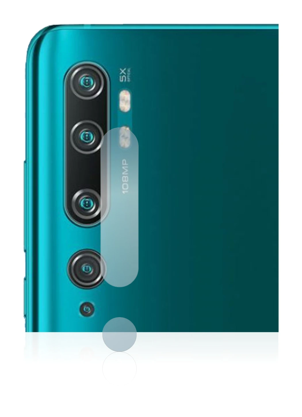 Abbildung des Geräts Xiaomi Mi Note 10 Pro (NUR Kameraschutz) mit einer Vielzahl des Displayschutzes.