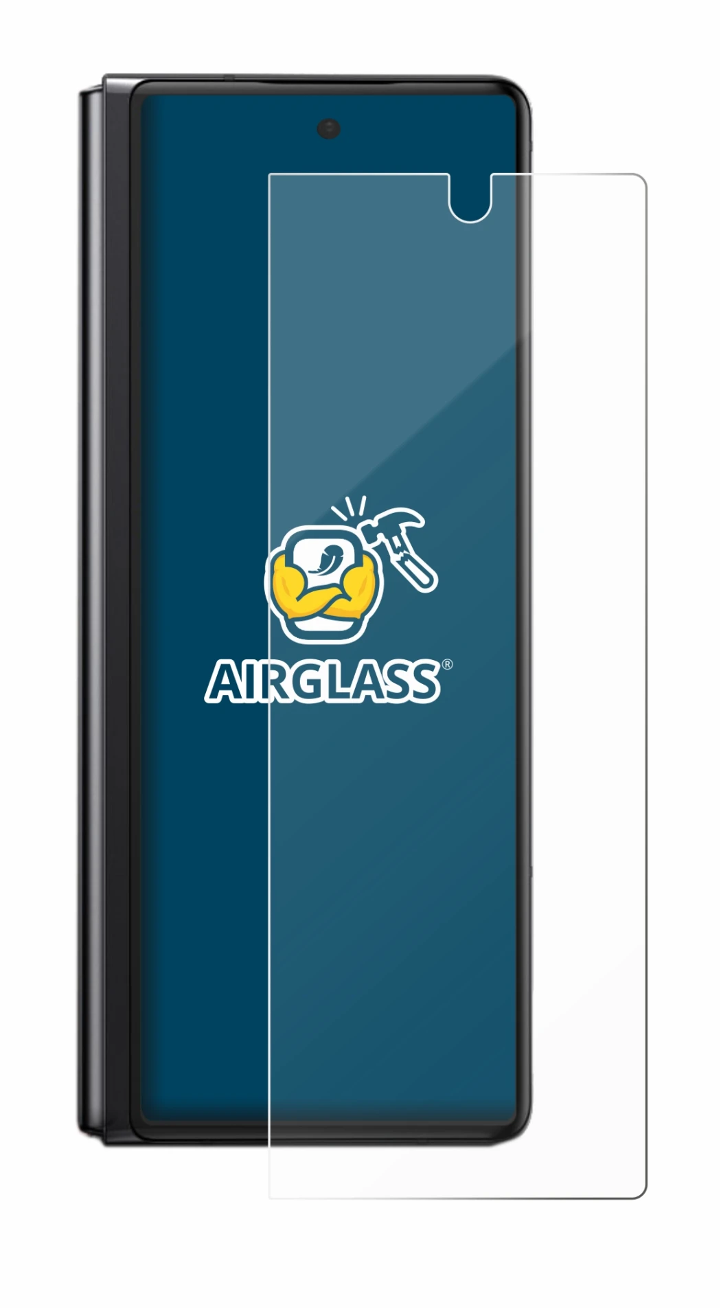 Abbildung des Geräts Samsung Galaxy Z Fold 2 5G mit einer Vielzahl des Displayschutzes.