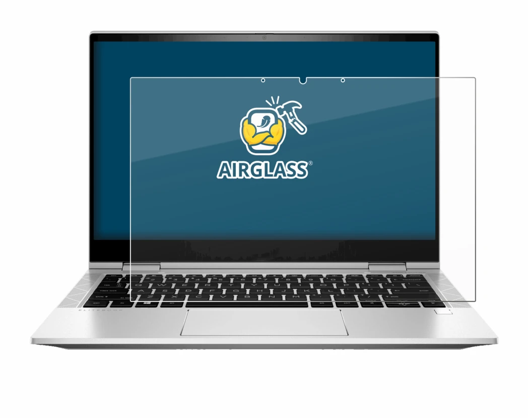Abbildung des Geräts HP EliteBook x360 830 G8 mit einer Vielzahl des Displayschutzes.