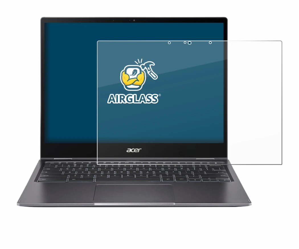 Abbildung des Geräts Acer Chromebook Spin 713 mit einer Vielzahl des Displayschutzes.